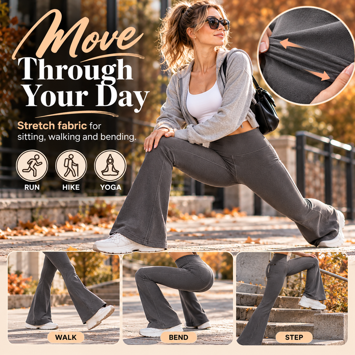 Women’s Fleece-Lined Flare Pants – High-Waisted with Pockets 🤎