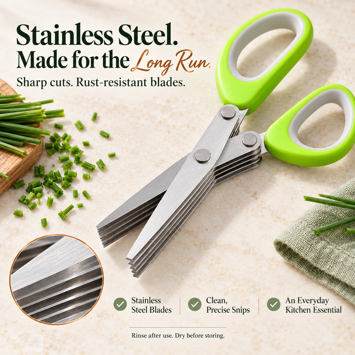 🌿 Professional Multi-Blade Herb Scissors Set  – Includes FREE Cleaning Comb! ✂️