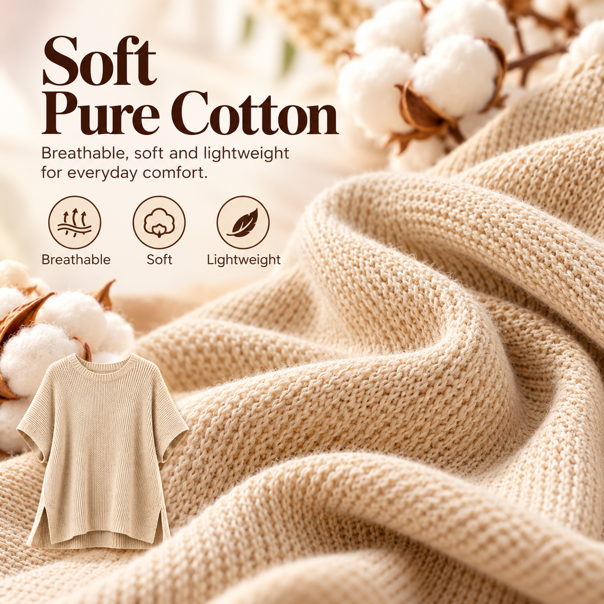💕Women's Oversized Cotton Knit Top – Flattering Loose Fit🍂