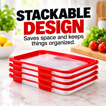 🍓 Portable Snack Tray with Stretch Lid – Snack Anywhere! 🥨