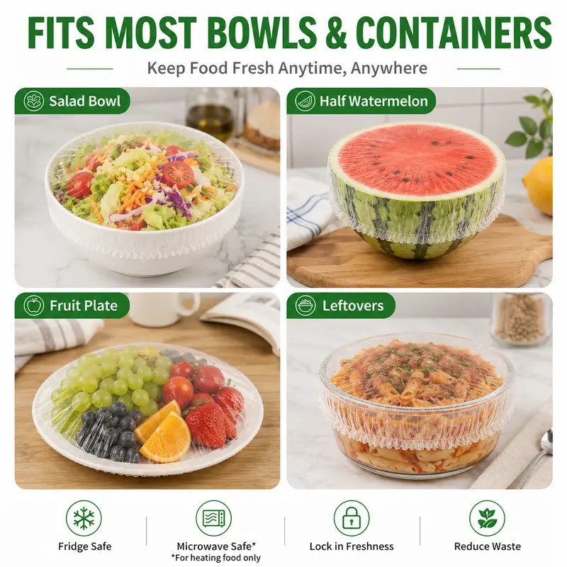 🔥100Pcs Versatile Stretch-to-Fit Disposable Food Covers Fresh Keeping Bags