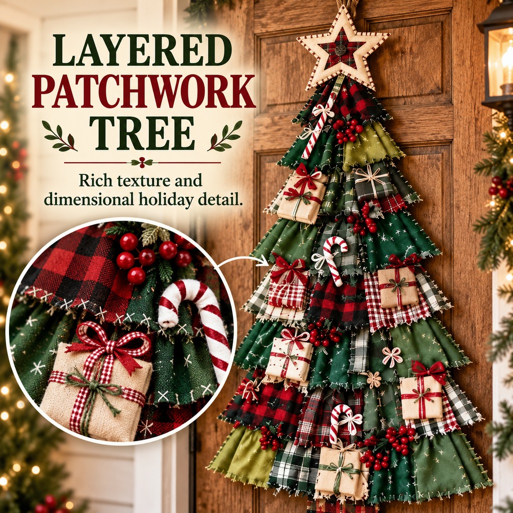 DIY Oversized Patchwork Christmas Tree Door Hanging Kit with Tools