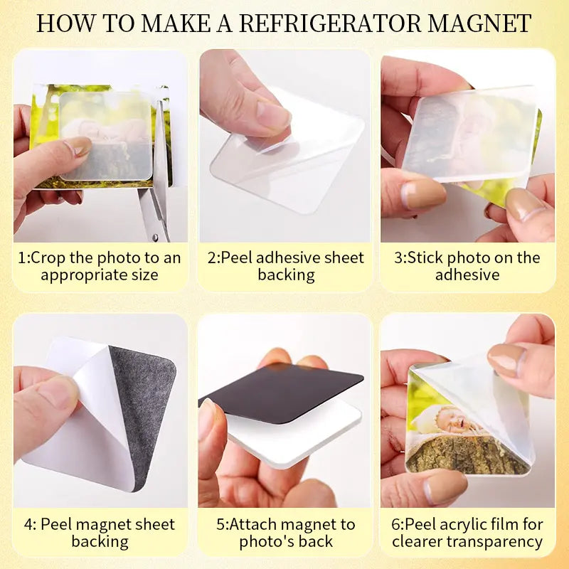📸 Freeze Your Beautiful Memories | 10pcs Clear Acrylic Magnetic DIY Photo Frames for Fridge ✨
