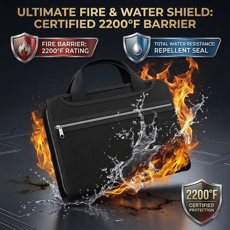 🛡️ Asset Safe Haven | Heavy-Duty Fireproof & Waterproof Expanding File Organizer Bag with Portable Handle 📁