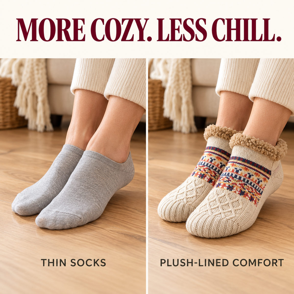 Cozy Non-Slip Slipper Socks – Ultra-Soft Fleece Lining & Stretchy Comfort