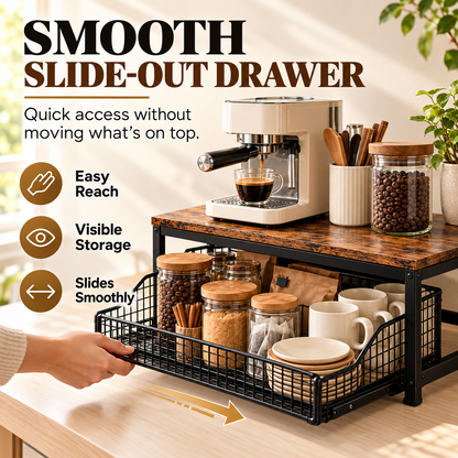 🏡 2-Tier Slide-Out Countertop Organizer – Instant Extra Storage for Kitchen, Office & Bathroom