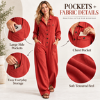 Women's 2026 New French Style Button-Front Full-Length Workwear Jumpsuit