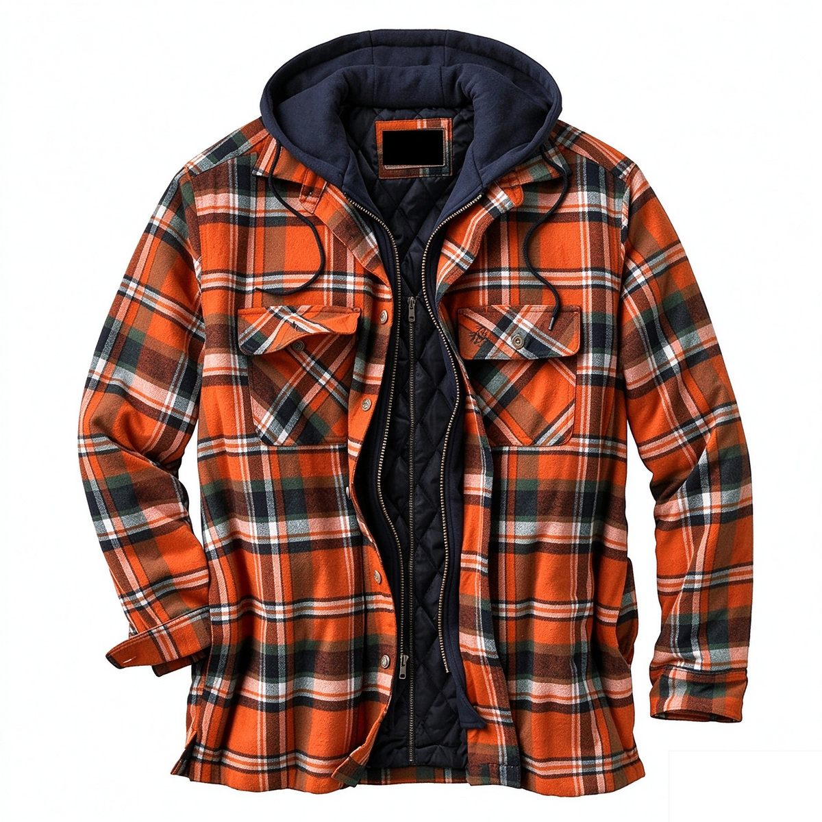 Men’s Quilted Flannel Hooded Shirt Jacket
