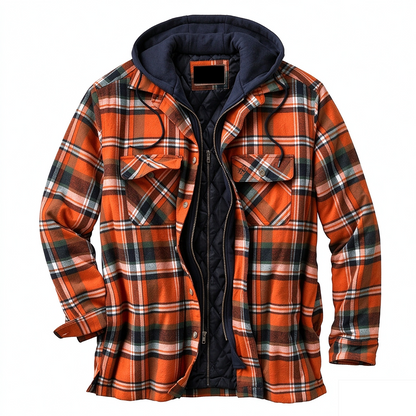 Men’s Quilted Flannel Hooded Shirt Jacket