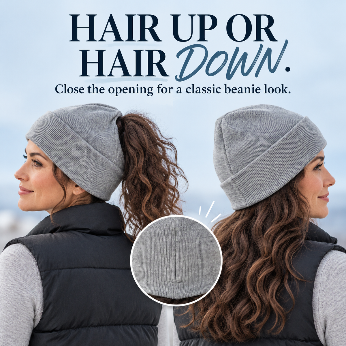❄️ Women’s Winter Knit Ponytail Beanie with Magnetic Opening