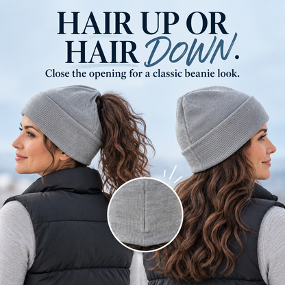 ❄️ Women’s Winter Knit Ponytail Beanie with Magnetic Opening