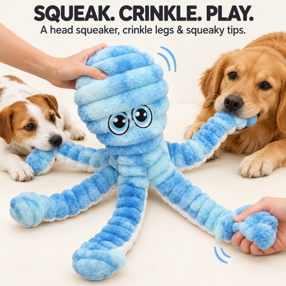 Interactive Octopus Dog Toy – Squeaky, Crinkle & Soft Plush Fun for Happy Pups