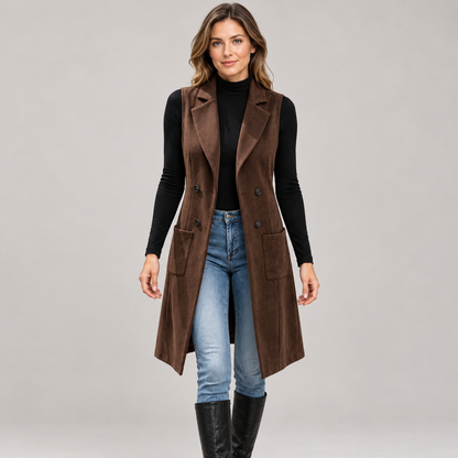 Women’s Vintage Suede-Look Longline Vest