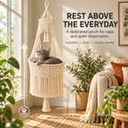 Handwoven Macramé Hanging Cat Bed for Cozy Elevated Lounging