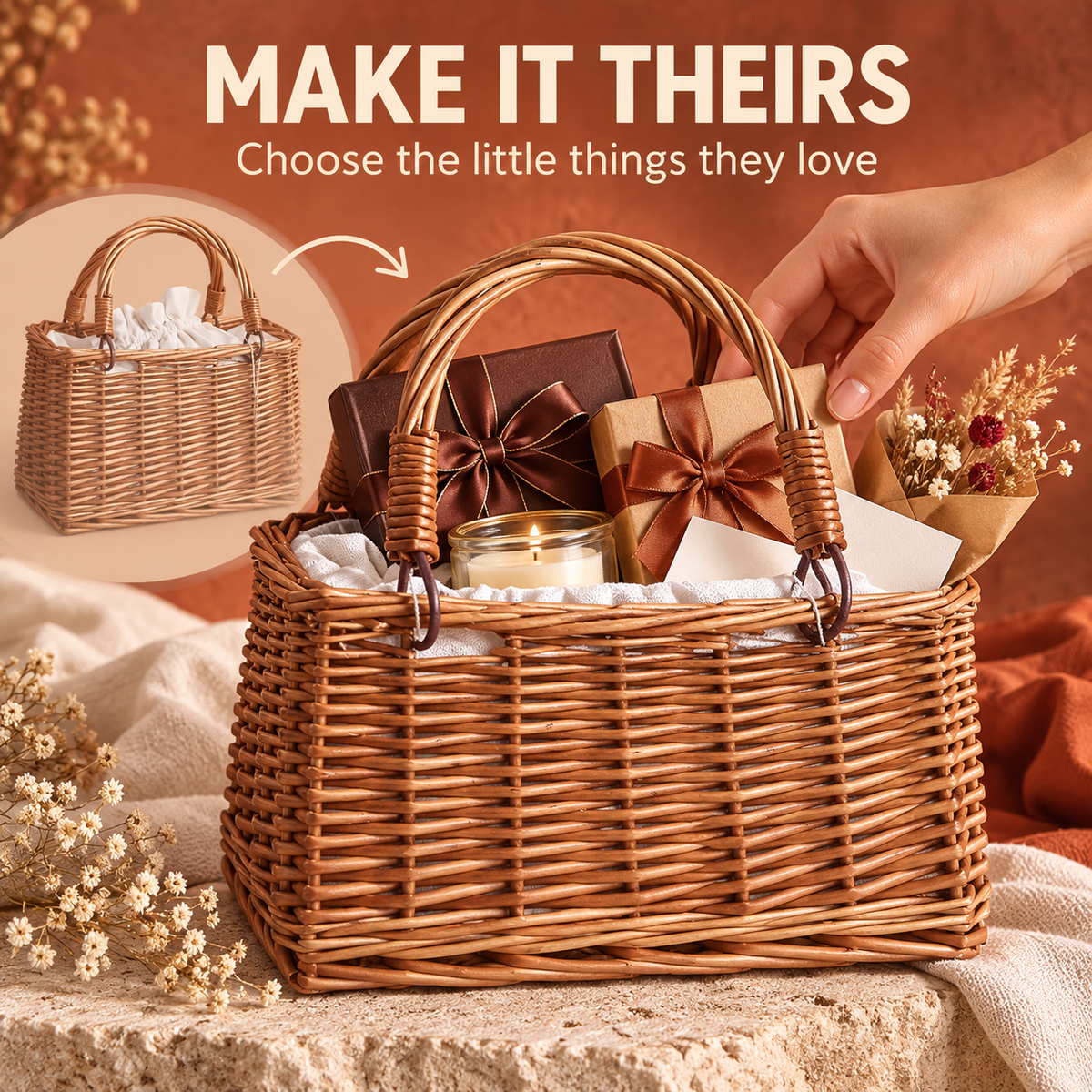 Rattan Wicker Gift Basket – DIY Decorative Handbag