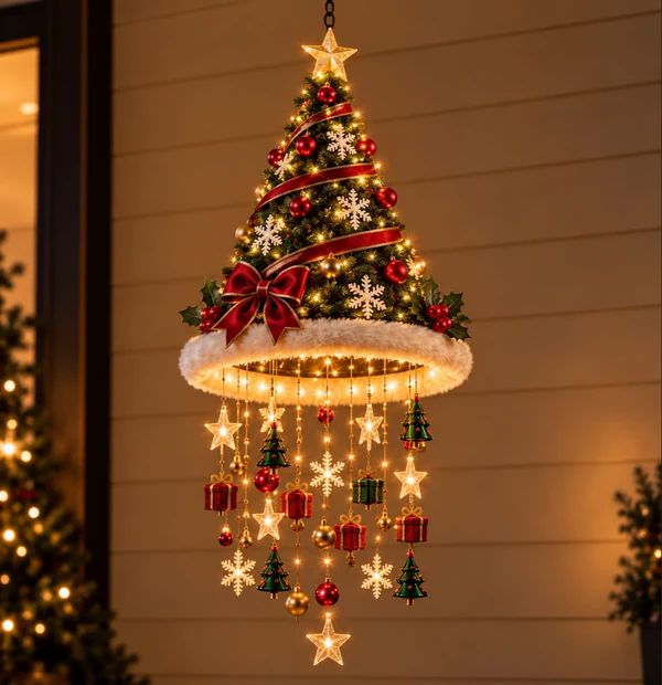 🎄Lighted Santa Hat Hanging Chandelier