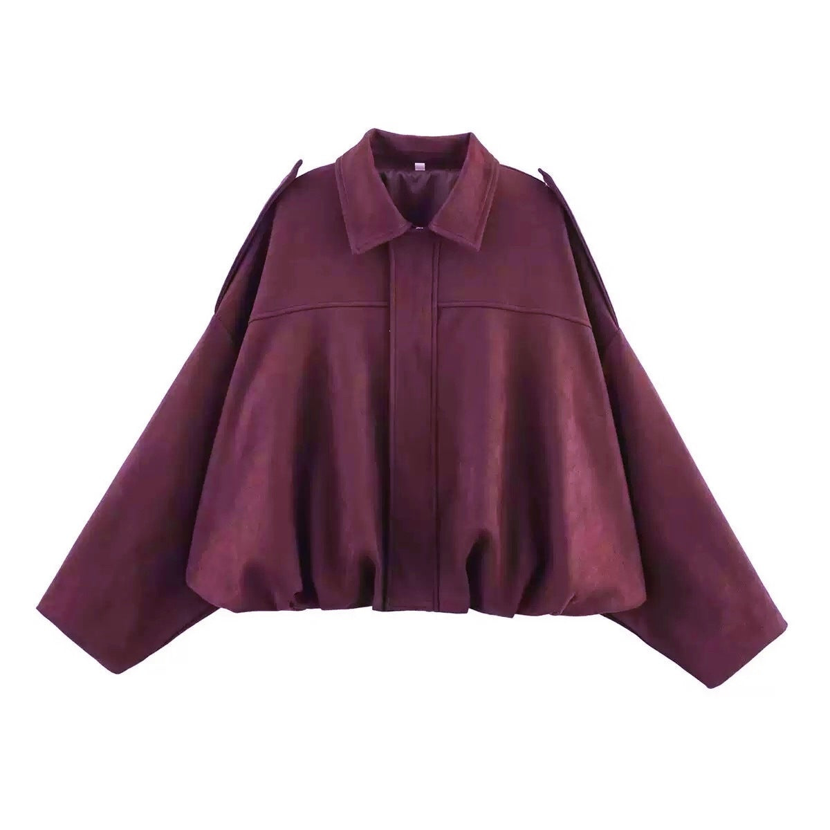 🍂 Women's Vintage Faux Suede Jacket – Oversized Cropped Fit & Zip Front