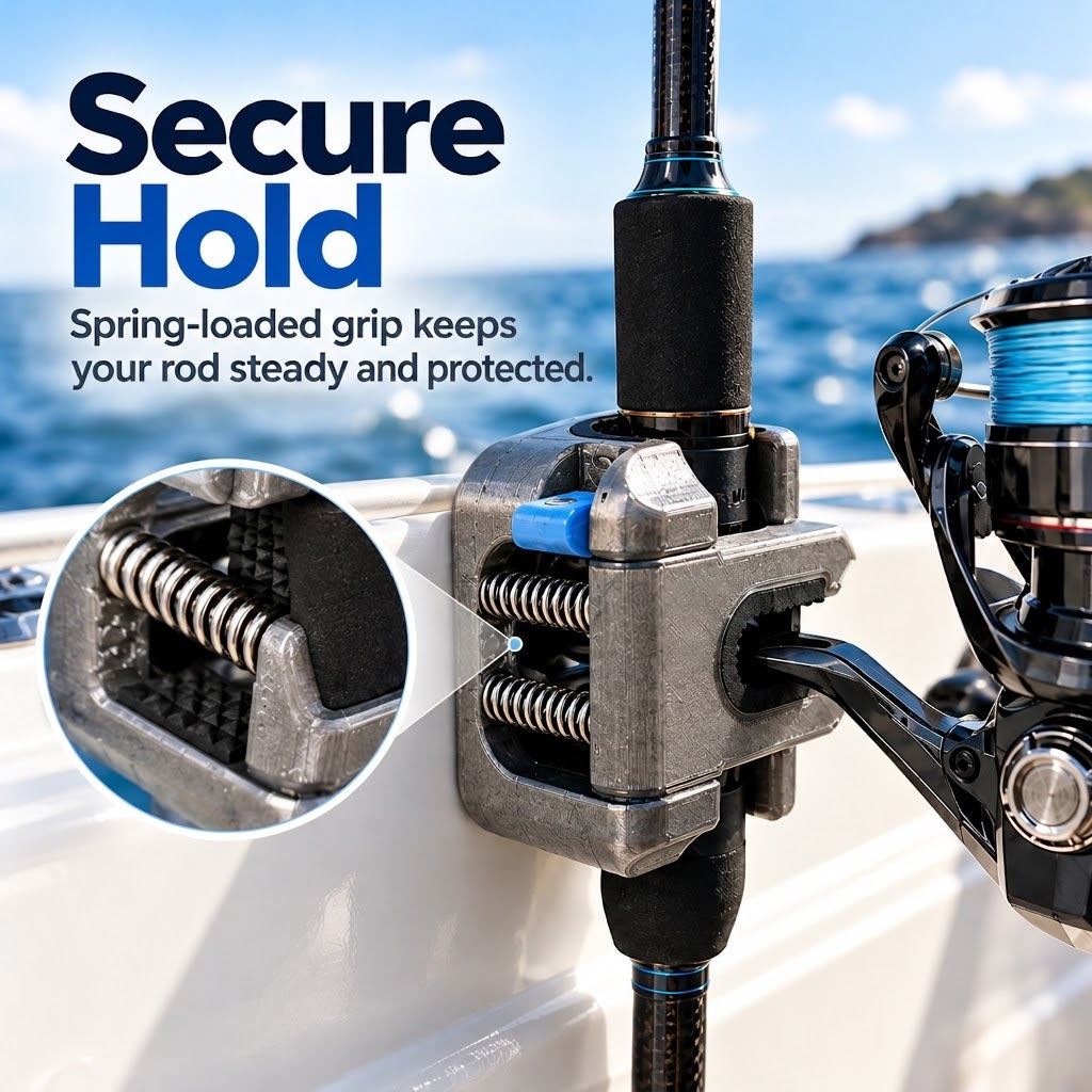 Quick-Access Fishing Rod Holder – Secure Spring-Loaded Mount for Boats