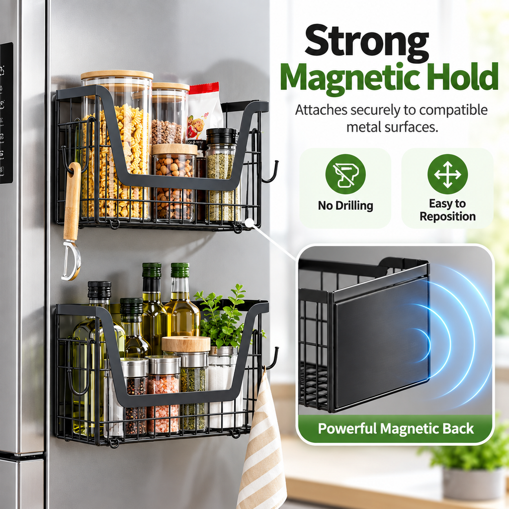 Magnetic Fridge Storage Shelf – More Space, Less Clutter