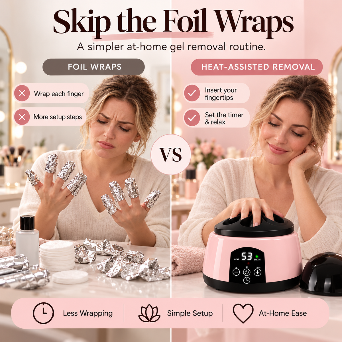 At-Home Steam Gel Nail Remover – Foil-Free & Heat-Assisted Polish Cleaner💅