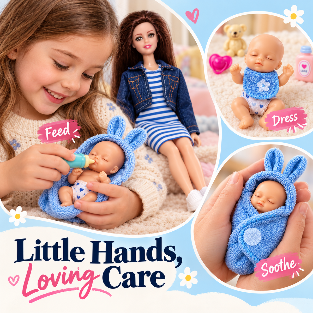 🎀 Mom & Newborn Baby Surprise Toy Set | Interactive Caring Play Set for Kids Ages 3+ ⭐