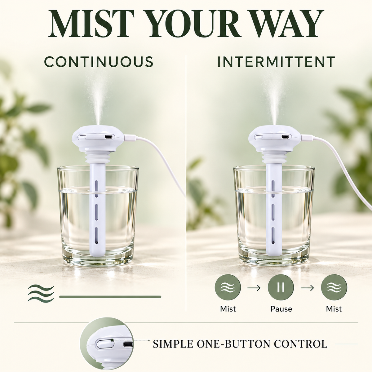 💧 Portable Tank-Free Humidifier for Bottles & Cups 🔌
