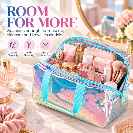 Holographic Clear Star Cosmetic Travel Bag