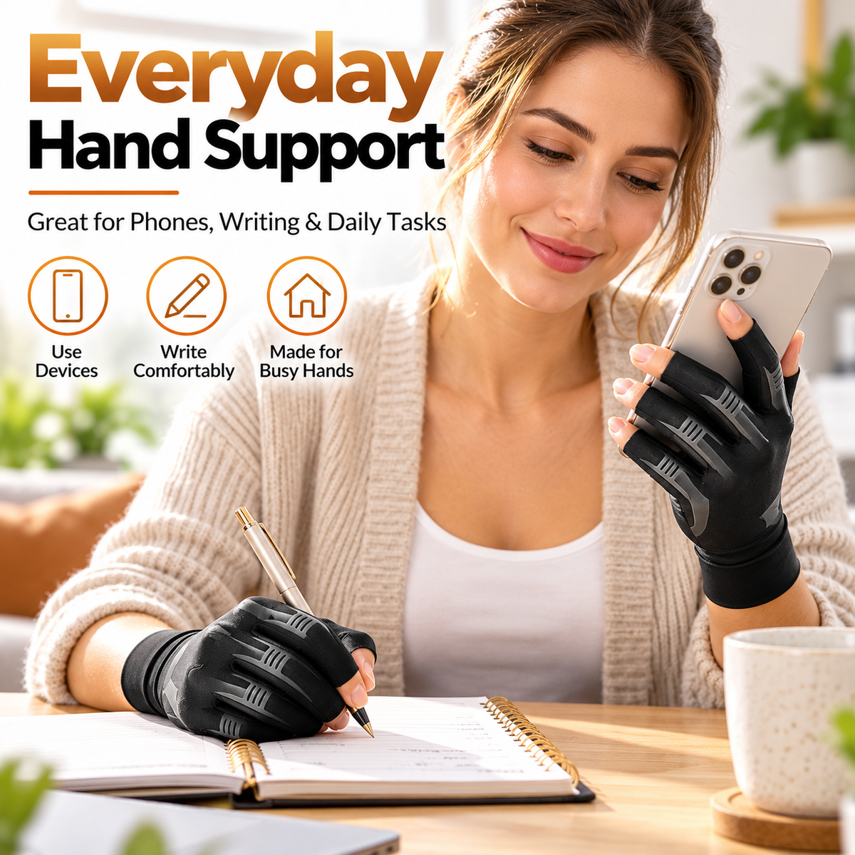 Copper-Infused Half-Finger Compression Gloves