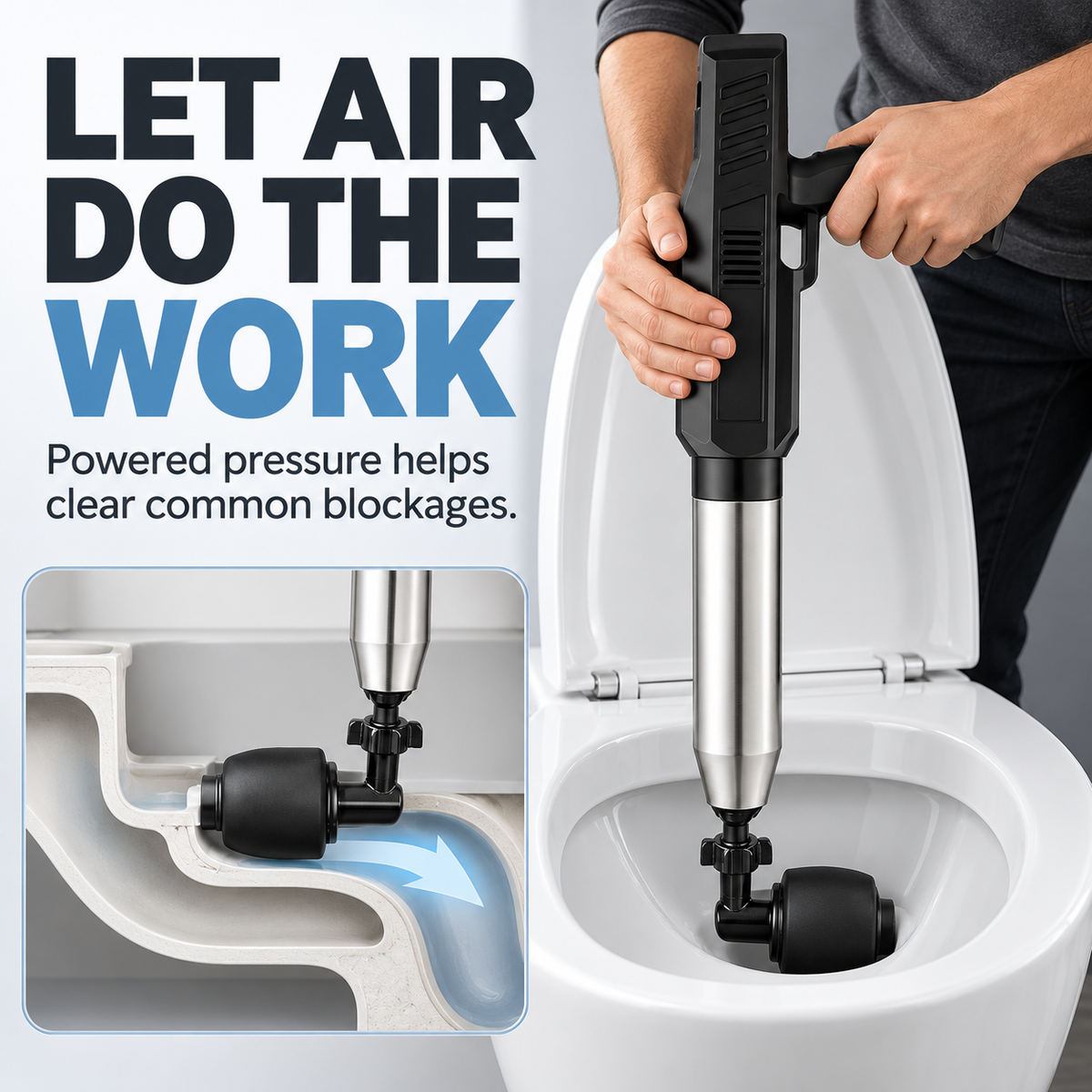 Electric Air Drain Plunger – Powerful Clog Removal for Toilets & Sinks
