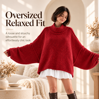 🍂 Oversized Batwing Sleeve Knit Sweater – Effortless Fall Style! 💕