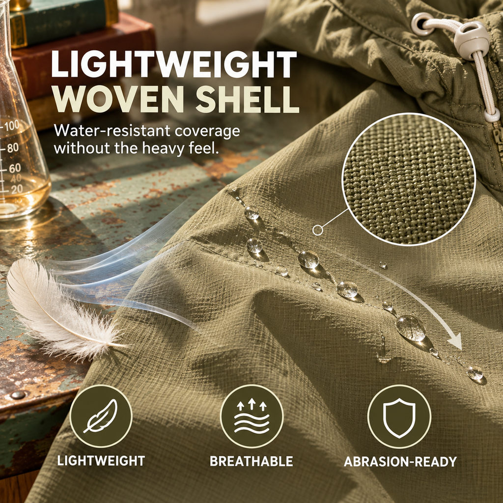 Men’s Half-Zip Windproof Waterproof Hooded Jacket