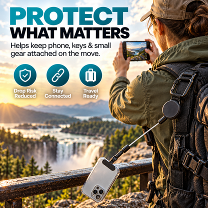 Retractable Steel Tether with Locking Carabiner – Secure Your Phone, Keys & Essentials Anywhere