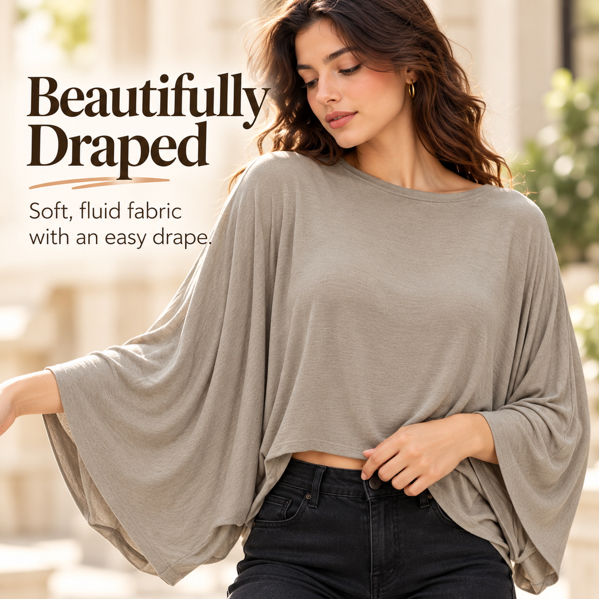 ✨ Oversized Batwing Sleeve Tee – Relaxed Fit, Effortless Style! 💕