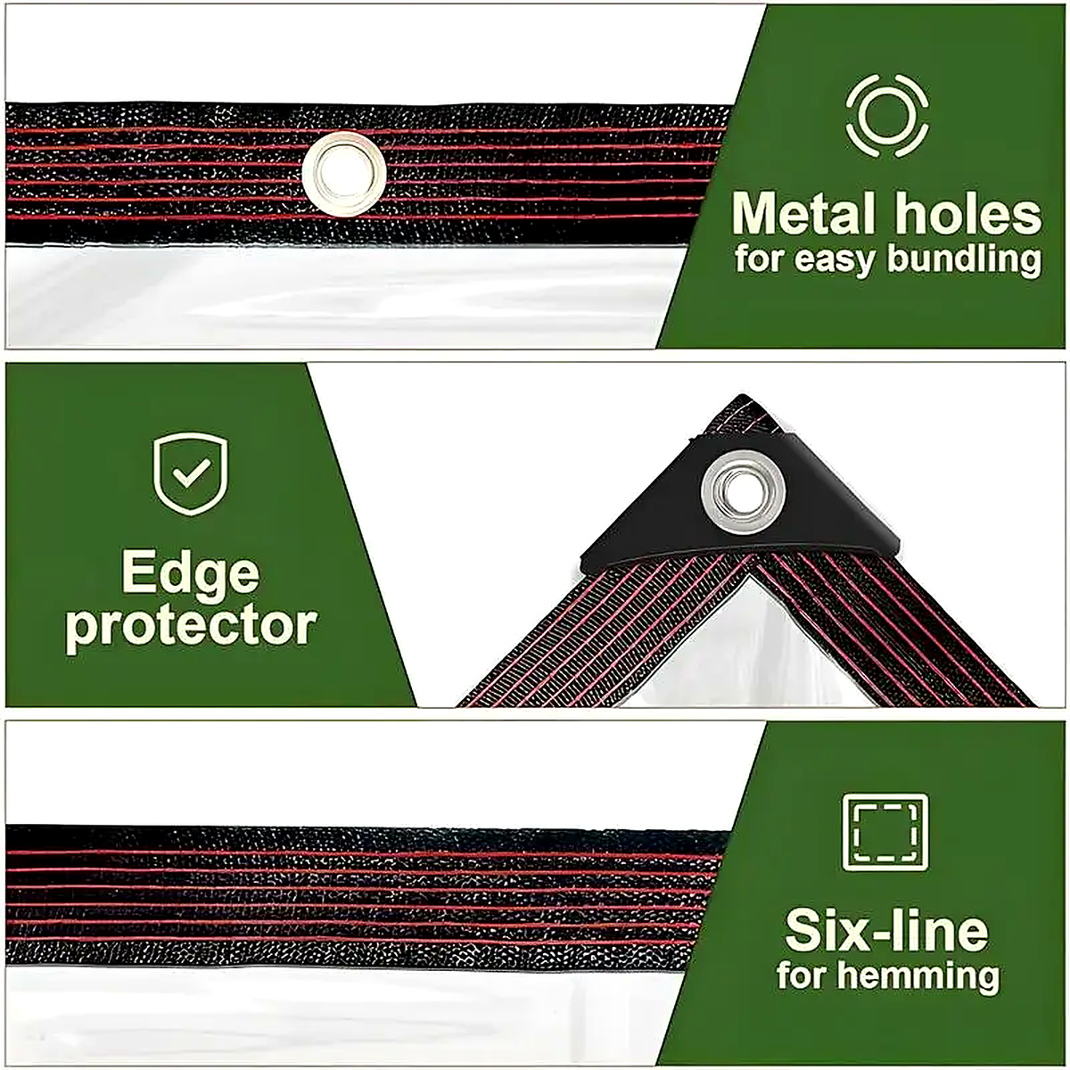 All-Weather Clear Heavy-Duty Outdoor Tarp (7x10 FT) – Tear-Resistant Transparent PE Cover with Reinforced Grommets