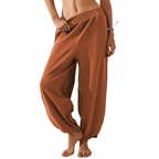 Loose Elastic Waisted Palazzo Harem Pants with Pockets