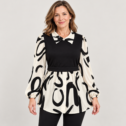 Women’s Layered-Look Collared Tunic – Effortless Everyday Style