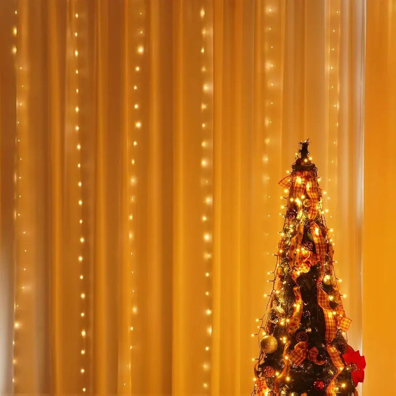 300 LED Curtain Lights – 9.8FT × 9.8FT, 8 Modes, Remote Controlled