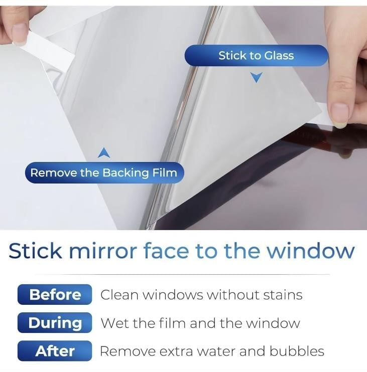 Window Privacy Film One Way, UV Sun Blocking, Heat Control