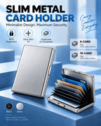 💳 RFID Blocking Leather & Metal Card Case - Slim Business & Credit Card Holder