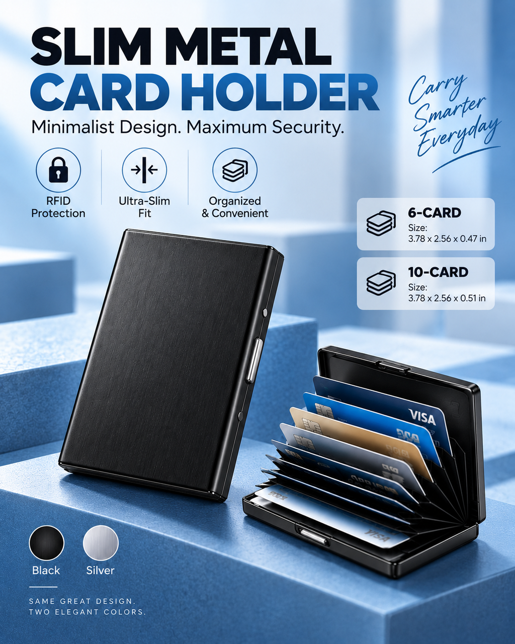 💳 RFID Blocking Leather & Metal Card Case - Slim Business & Credit Card Holder