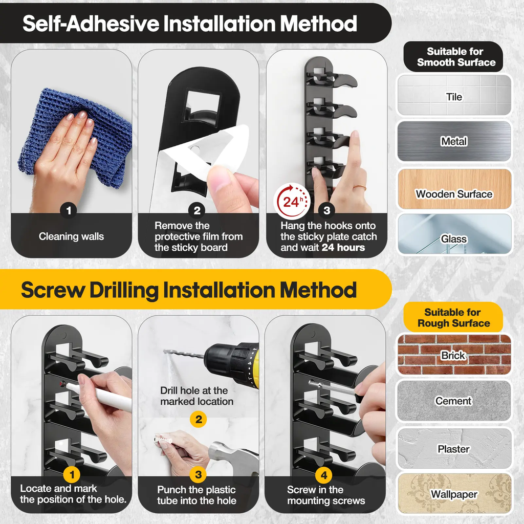 🧢Wall-mounted hat rack – each rack can hold 10 hats🧢No-drill installation