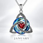 Celtic Trinity Knot Birthstone Necklace - Eternal Love Pendant & Perfect Gift