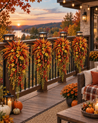 🍂 UV-Resistant Faux Boston Fern Hanging Plant – Cozy Fall & Winter Outdoor Decor