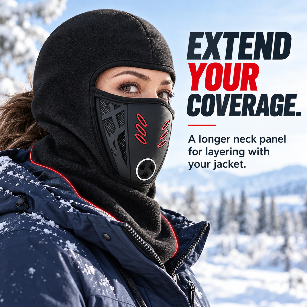 ❄️ Winter Fleece Balaclava with Vented Face Panel & Extended Neck Coverage