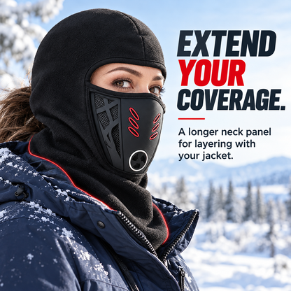 ❄️ Winter Fleece Balaclava with Vented Face Panel & Extended Neck Coverage
