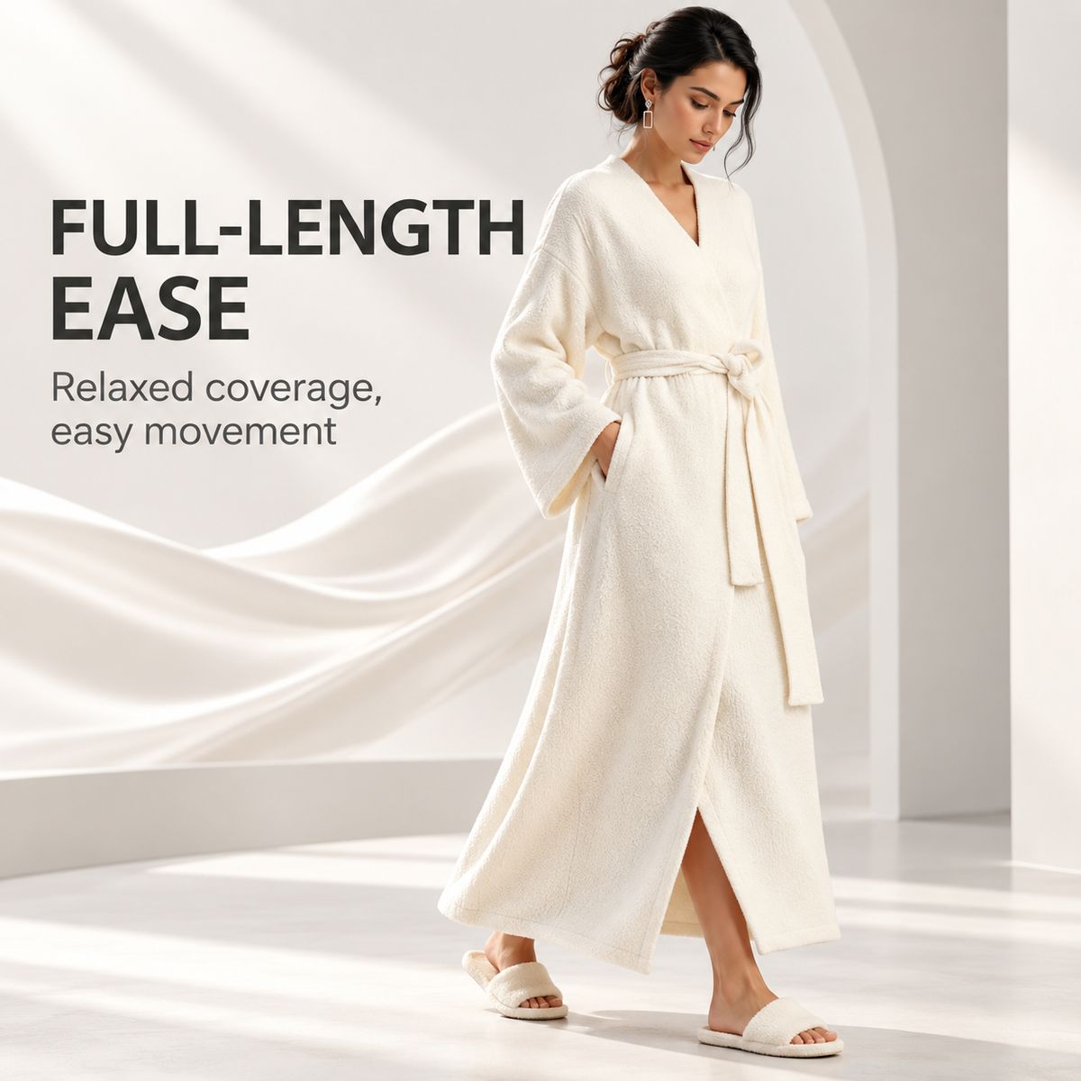 Women’s Long Fleece Robe – Soft Cozy Wrap Loungewear