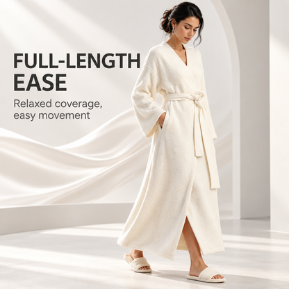Women’s Long Fleece Robe – Soft Cozy Wrap Loungewear