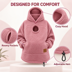Oversized Sherpa Hoodie with Built-In Pet Pouch