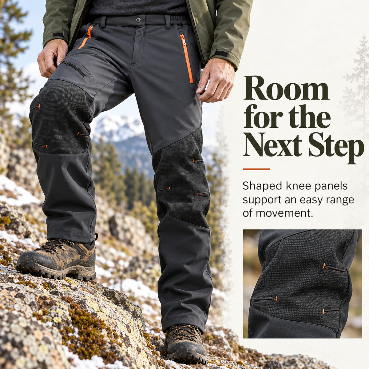 🏔️ Men's Thermal Fleece Waterproof Softshell Hiking Pants | Heavy-Duty Winter Cargo