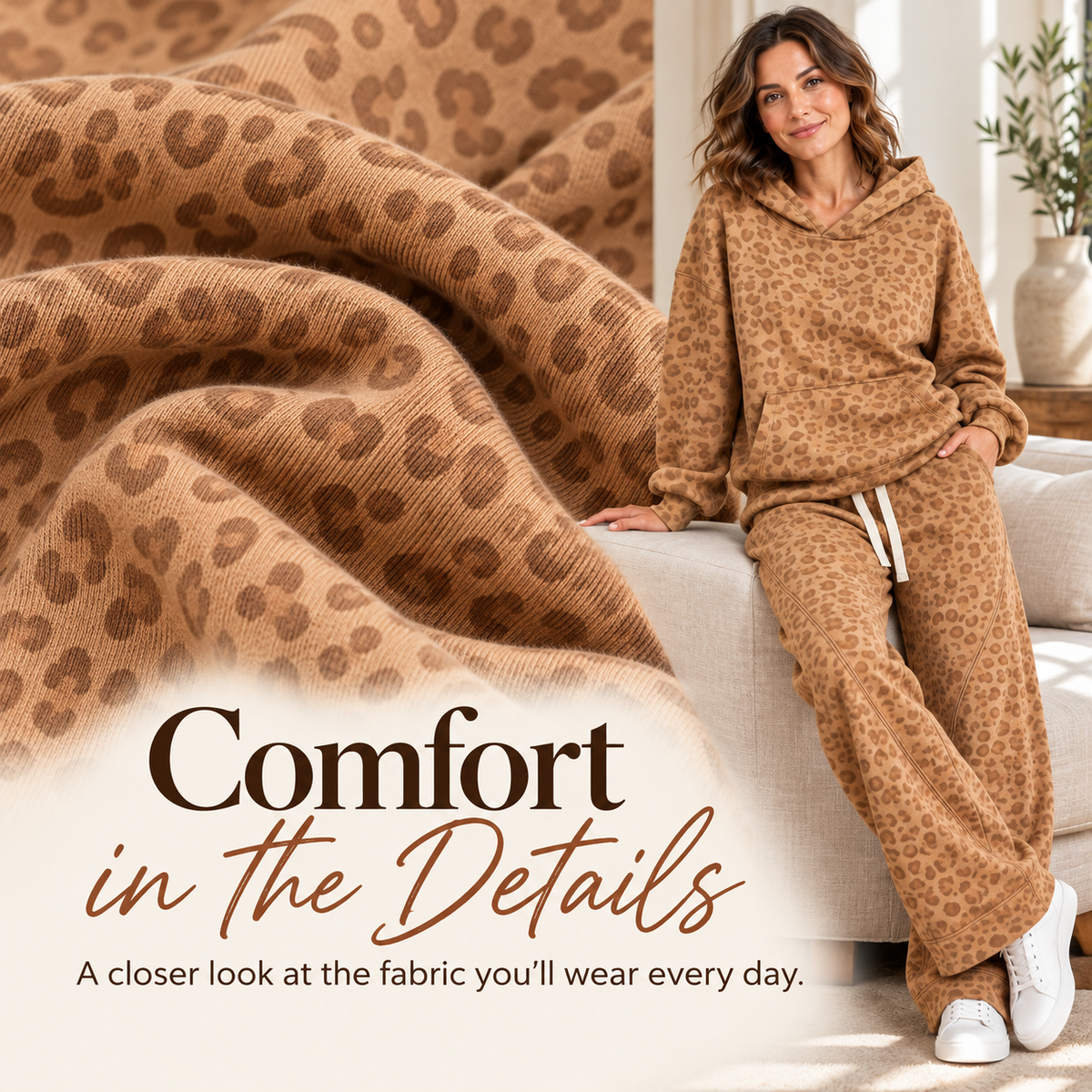 🐆 Leopard Print 2-Piece Set – Relaxed Hoodie & Drawstring Pants